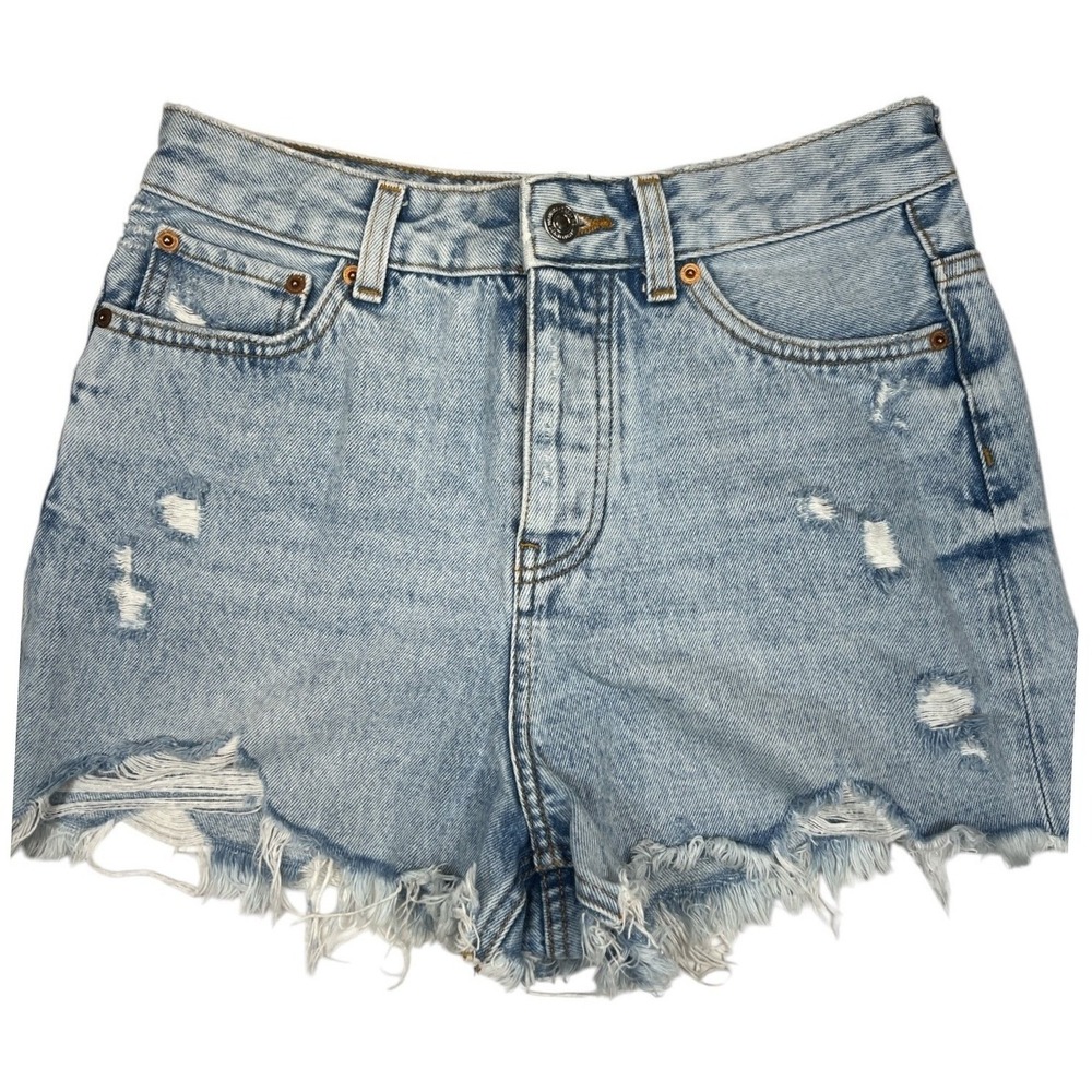 ZARA Women's Denim Shorts Size 4 Light‎ Wash Distressed Cutoff